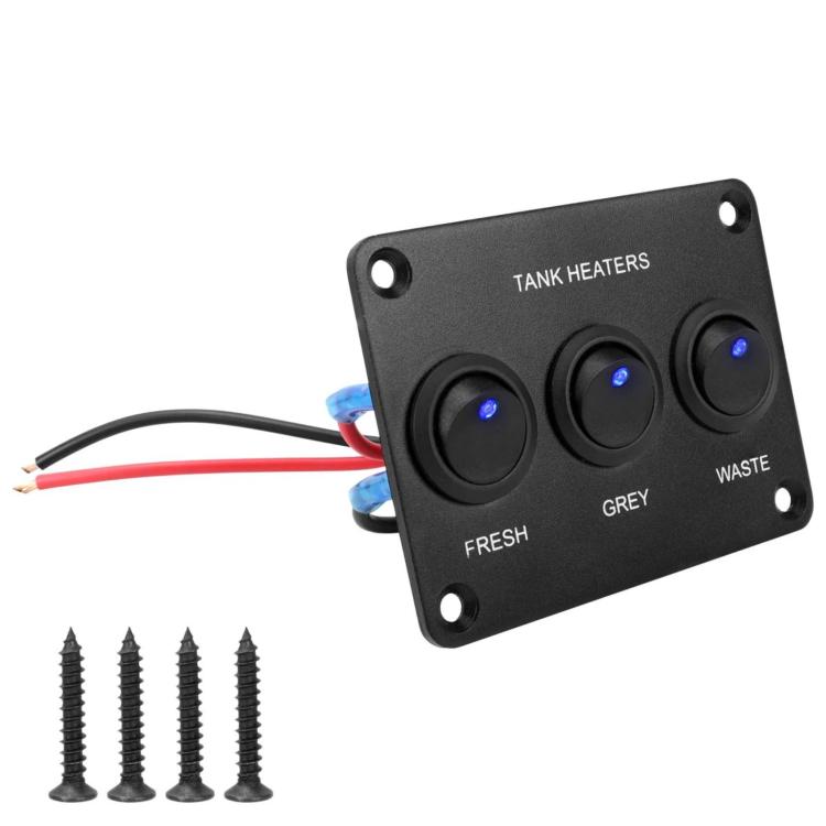 Pannello interruttori a pulsante per spioncino camper, luce LED, interruttore di controllo del riscaldatore del serbatoio dell'acqua, 2-digit, 3-digit