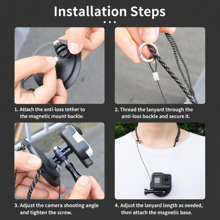 Supporto magnetico da collo per action camera a mani libere POV con sgancio