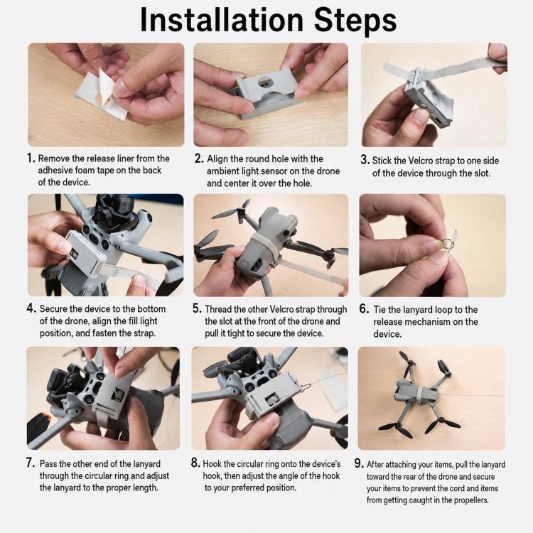 Sistema di rilascio carico utile per droni DJI Mini 5 Pro e Mavic con sensore di