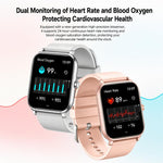 Smartwatch Y8 con chiamate Bluetooth, fitness tracker, monitoraggio della frequenza cardiaca e del sonno.