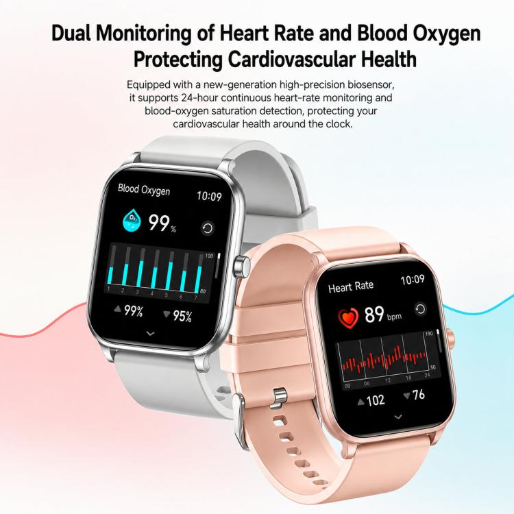 Smartwatch Y8 con chiamate Bluetooth, fitness tracker, monitoraggio della frequenza cardiaca e del sonno.
