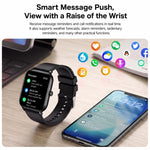 Smartwatch Y8 con chiamate Bluetooth, fitness tracker, monitoraggio della frequenza cardiaca e del sonno.