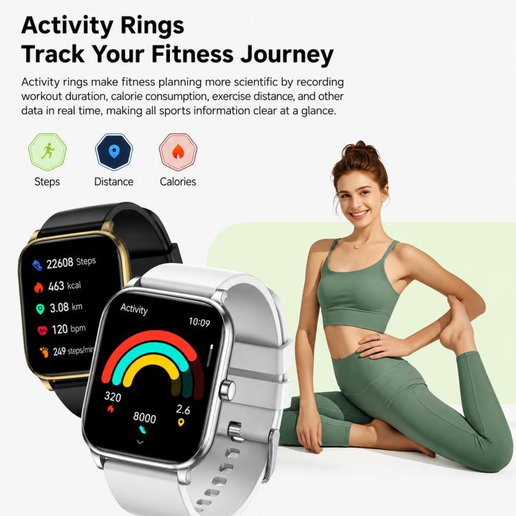 Smartwatch Y8 con chiamate Bluetooth, fitness tracker, monitoraggio della frequenza cardiaca e del sonno.