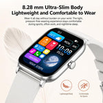 Smartwatch Y8 con chiamate Bluetooth, fitness tracker, monitoraggio della frequenza cardiaca e del sonno.