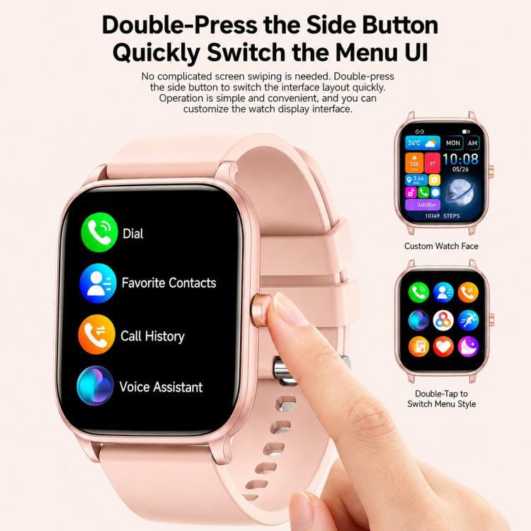 Smartwatch Y8 con chiamate Bluetooth, fitness tracker, monitoraggio della frequenza cardiaca e del sonno.