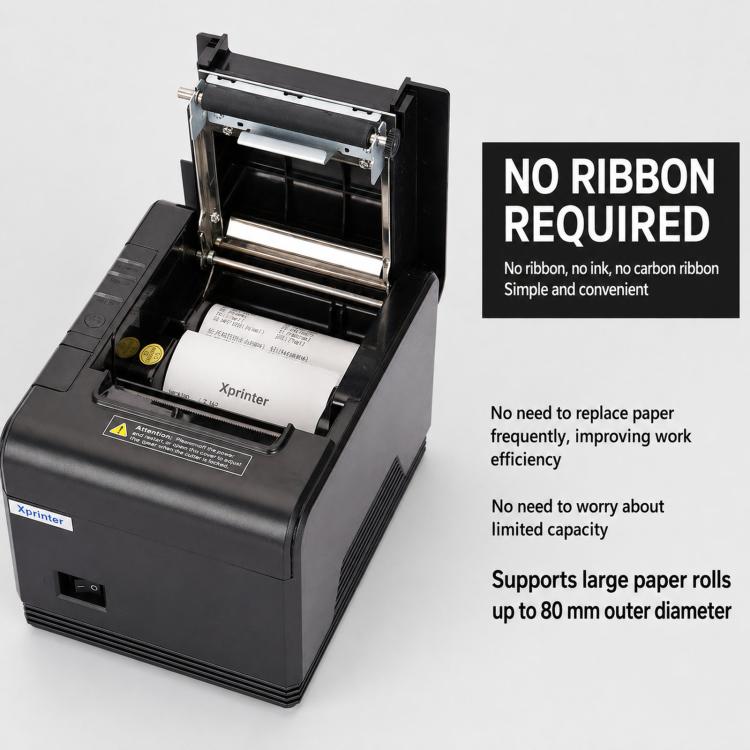 Stampante termica per scontrini Xprinter XP-Q200 con porta USB+Lan, formato 80 mm, ideale per ristoranti e negozi di bubble tea., US Plug, EU Plug, UK Plug