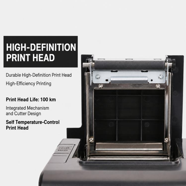 Stampante termica per scontrini Xprinter XP-Q200 con porta USB+Lan, formato 80 mm, ideale per ristoranti e negozi di bubble tea., US Plug, EU Plug, UK Plug