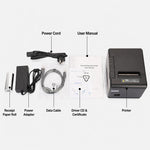 Stampante termica per scontrini Xprinter XP-Q200 con porta USB+Lan, formato 80 mm, ideale per ristoranti e negozi di bubble tea., US Plug, EU Plug, UK Plug