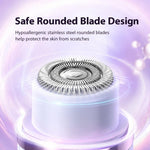 Rifinitore elettrico per zona bikini da donna 2 in 1, rasoio senza fili per peli del corpo con lama ad arco 3D e retina.