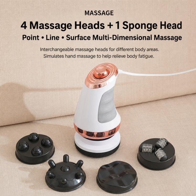 Massaggiatore elettrico portatile 5 in 1 per il corpo, ideale per la rimozione della cellulite, con 5 testine massaggianti., US Plug, EU Plug