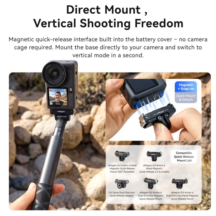 Coperchio batteria magnetico con sgancio rapido per DJI Osmo Action 6