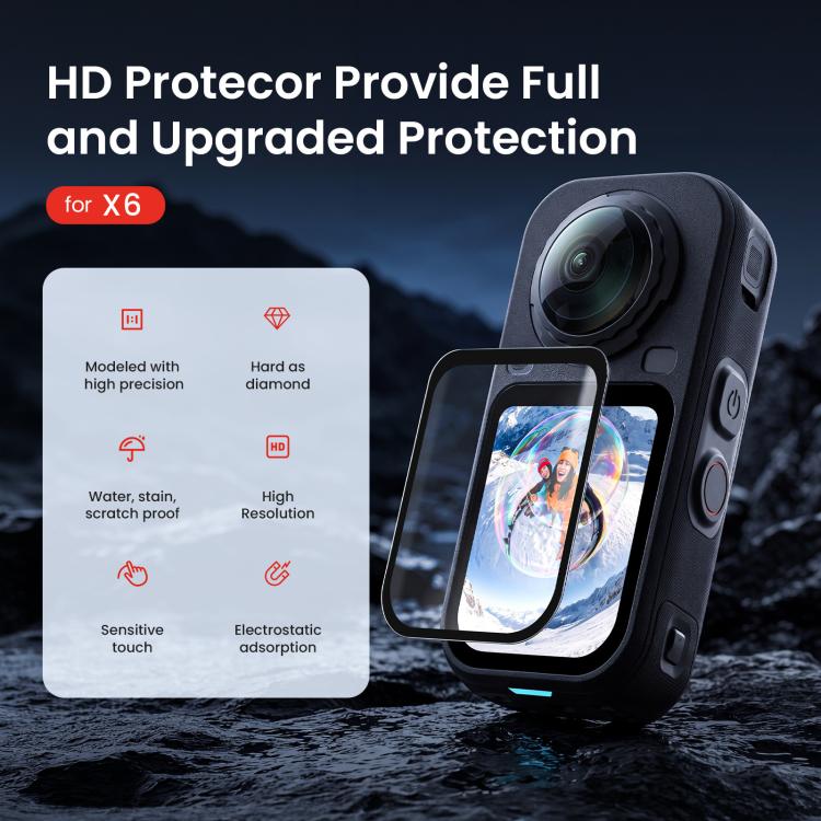 Pellicola protettiva in vetro temperato per Insta360 X6 HD trasparente