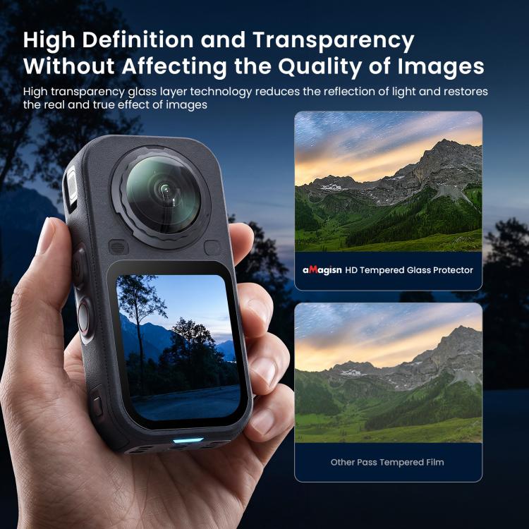 Pellicola protettiva in vetro temperato per Insta360 X6 HD trasparente