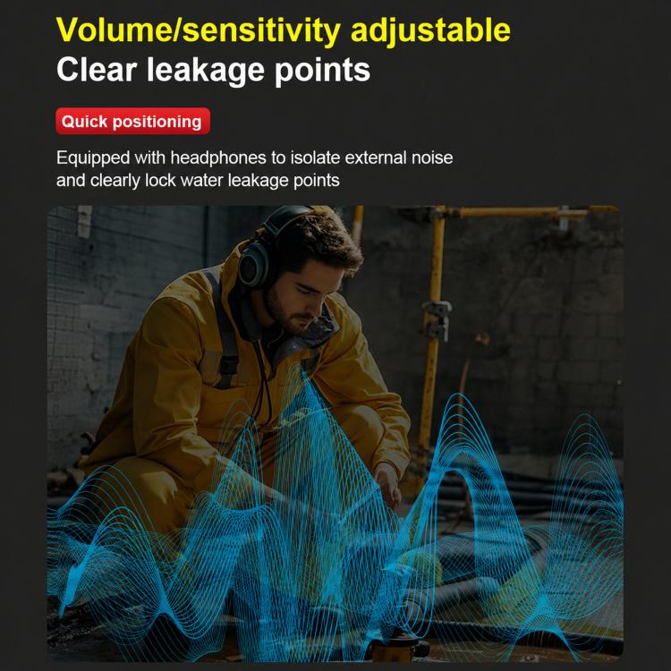 Rilevatore di perdite d'acqua H-918 con misuratore di intensità del campo audio, localizzatore acustico di perdite nelle tubature dell'acqua per pareti, pavimenti e rumori del motore, H-918