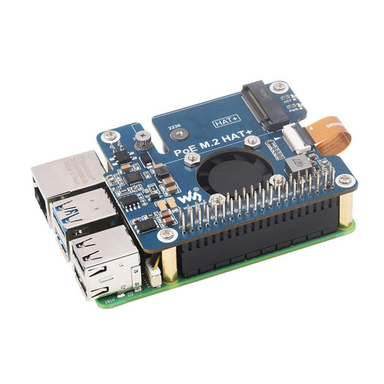 Waveshare PCIe to M.2 Adapter with PoE for Raspberry Pi 5 NVMe SSD