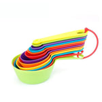 Set di misurini e cucchiai dosatori in plastica, colore arcobaleno, impilabili, con anello e scala graduata incisa., 12 PCS/Set, 6 PCS/Set