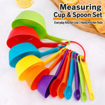 Set di misurini e cucchiai dosatori in plastica, colore arcobaleno, impilabili, con anello e scala graduata incisa., 12 PCS/Set, 6 PCS/Set
