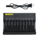 Caricabatterie intelligente a 10 slot 4,2 V 6 A per batterie al litio 18650