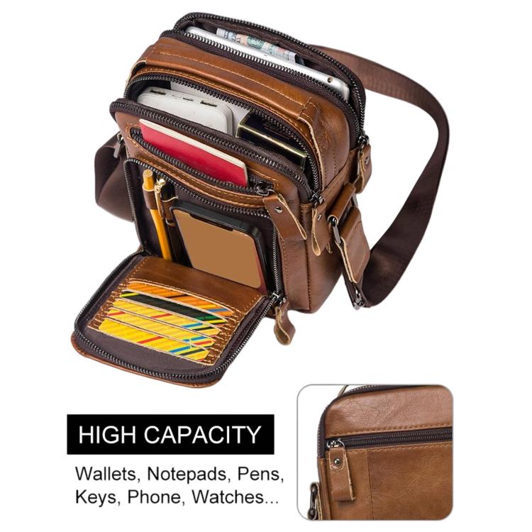 HUMERPAUL MH664 Borsa a tracolla vintage in pelle di grande capacità, borsa multifunzionale da uomo