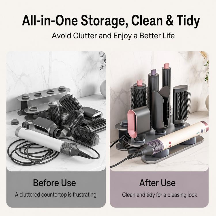 Supporto per styler da banco in acciaio al carbonio, supporto per riporre gli accessori, For Dyson Airwrap HS09, For Dyson Airwrap HS08 / HS05 /HS01