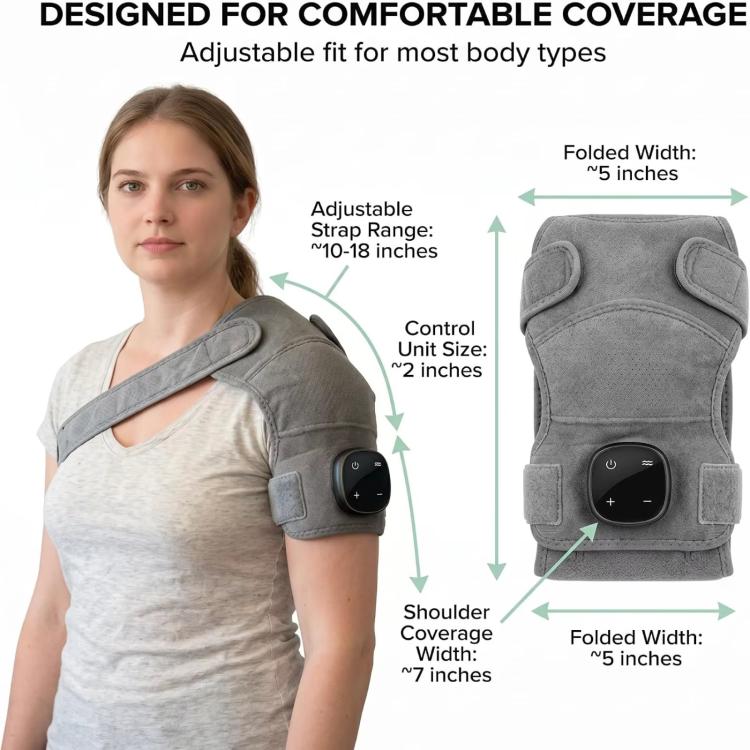 Massaggiatore elettrico per spalle con cuscinetti riscaldanti e vibrazione, cintura di supporto., Shoulder Massager