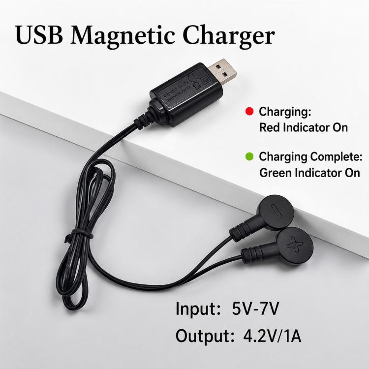 Caricabatterie al litio magnetico portatile e multifunzionale con spia luminosa, USB