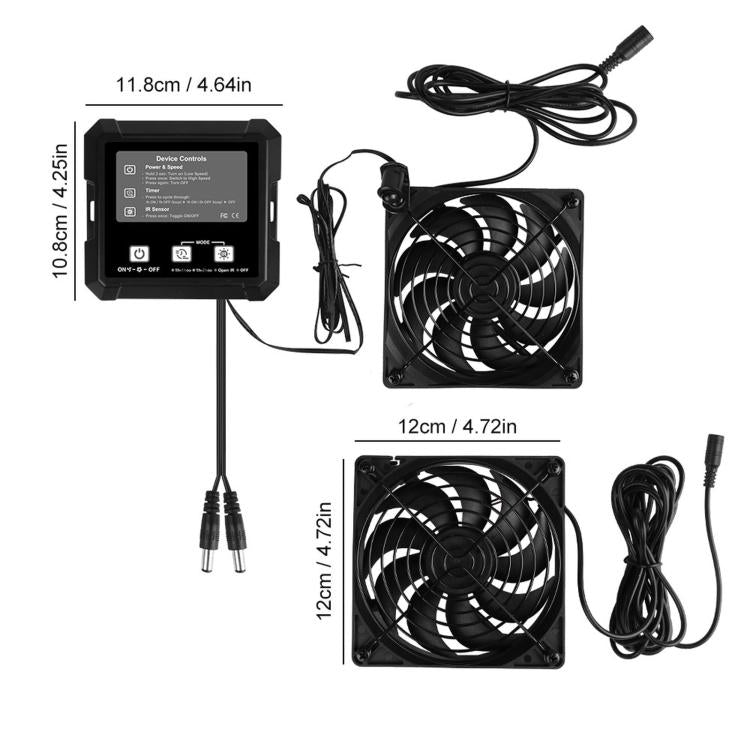 Sistema di raffreddamento per pollaio ad energia solare con doppia ventola, avvio/arresto automatico con sensore di luce e timer regolabile.