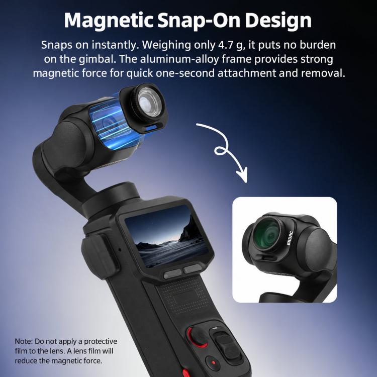 Obiettivo grandangolare esterno a 108 gradi BRDRC per Insta360 Luna Pro.