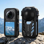 Custodia protettiva in silicone e copriobiettivo Flymile per Insta360 X6.