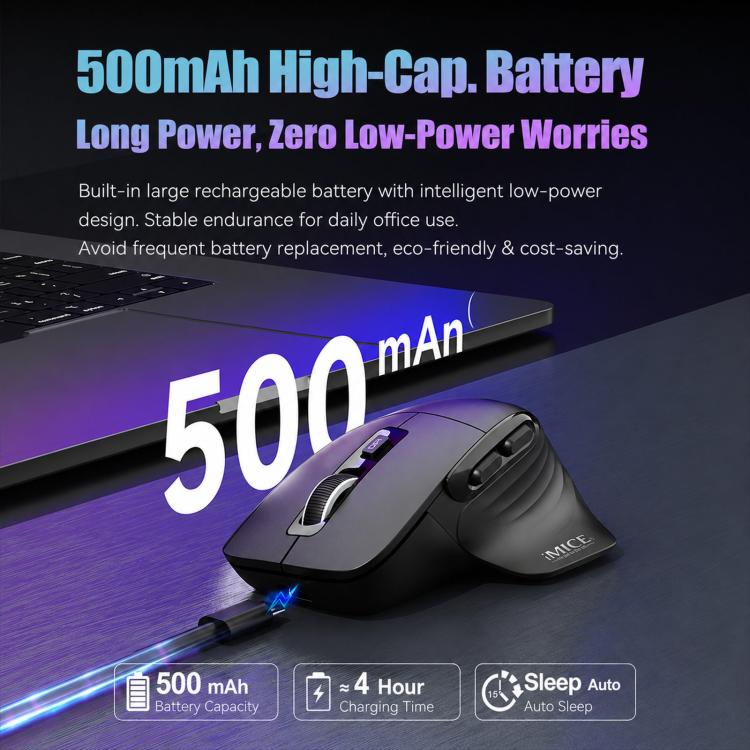 Mouse wireless IMICE G209 doppia modalità Bluetooth 2.4G ergonomico