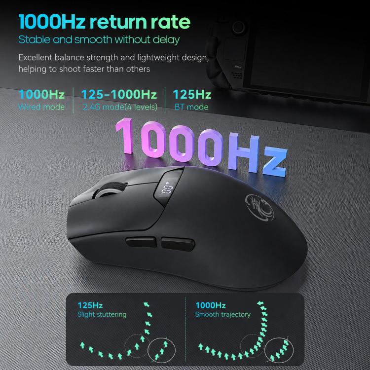 Mouse da gioco wireless iMICE G206 Tri-Mode con schermo LED 12800 DPI
