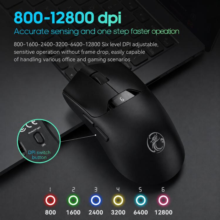 Mouse da gioco wireless iMICE G206 Tri-Mode con schermo LED 12800 DPI