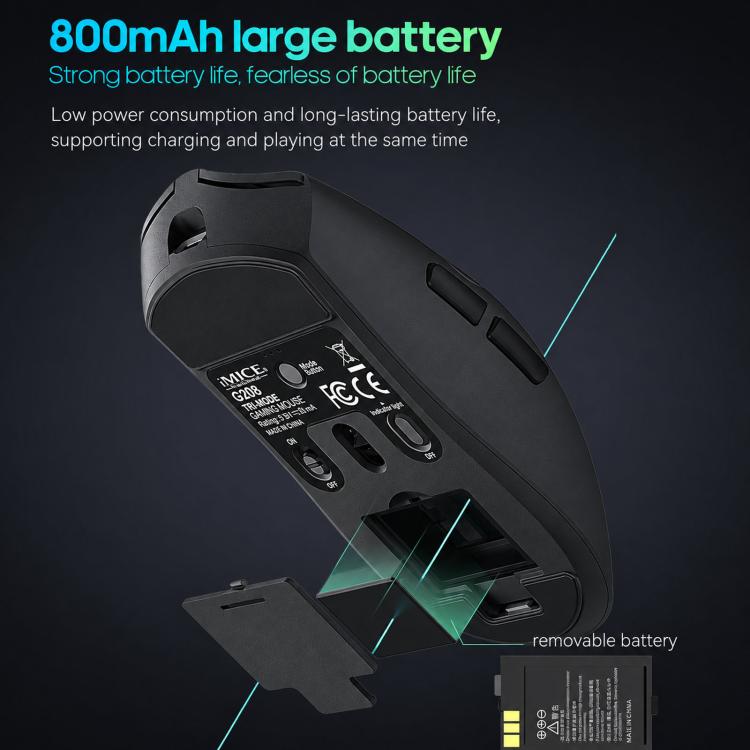 Mouse da gioco wireless iMICE G206 Tri-Mode con schermo LED 12800 DPI