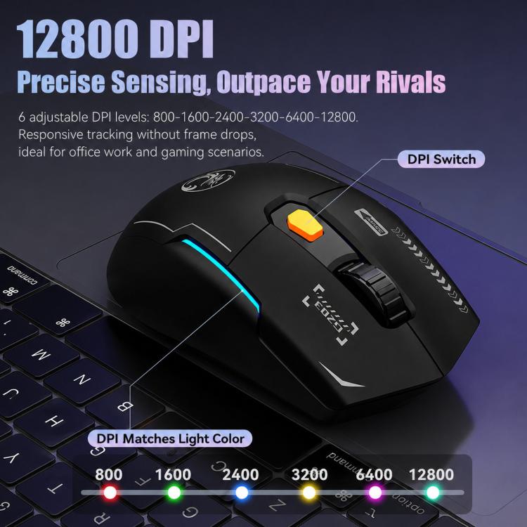 Mouse da gioco wireless iMICE G203 Tri-Mode 12800 DPI RGB