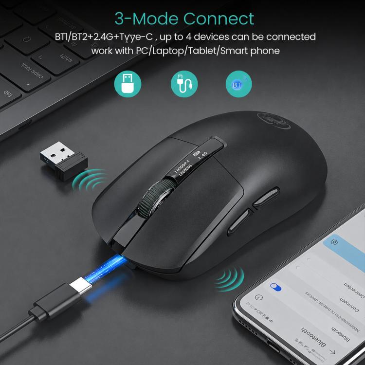 Mouse da gioco wireless Bluetooth iMICE G200 a tre modalità con display