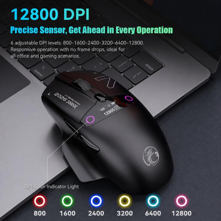 Mouse gaming wireless iMICE G205 Tri-Mode con display e 12800 DPI