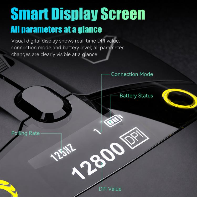 Mouse gaming wireless iMICE G205 Tri-Mode con display e 12800 DPI