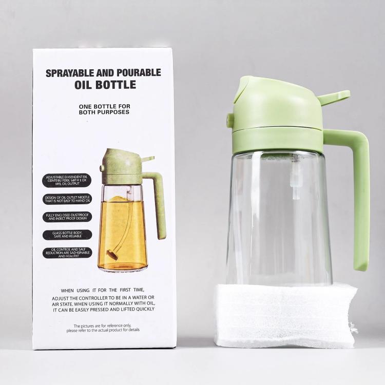 Flacone spruzzatore e dispenser d'olio 2 in 1 da 450 ml (15,9 oz) in vetro con manico., Clear Green, Clear White, Clear Black, Light-Proof Green, Light-Proof White, Light-Proof Black