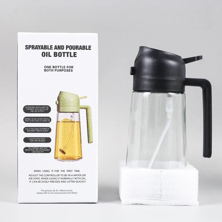 Flacone spruzzatore e dispenser d'olio 2 in 1 da 450 ml (15,9 oz) in vetro con manico., Clear Green, Clear White, Clear Black, Light-Proof Green, Light-Proof White, Light-Proof Black