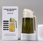Flacone spruzzatore e dispenser d'olio 2 in 1 da 450 ml (15,9 oz) in vetro con manico., Clear Green, Clear White, Clear Black, Light-Proof Green, Light-Proof White, Light-Proof Black