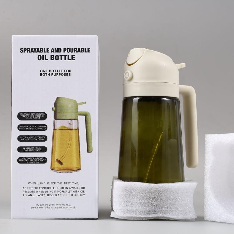 Flacone spruzzatore e dispenser d'olio 2 in 1 da 450 ml (15,9 oz) in vetro con manico., Clear Green, Clear White, Clear Black, Light-Proof Green, Light-Proof White, Light-Proof Black