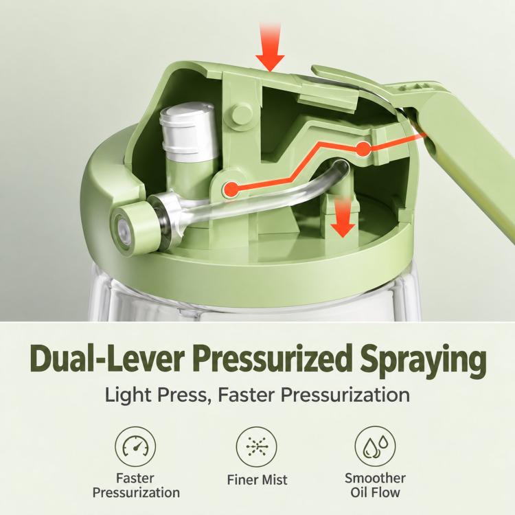 Flacone spruzzatore e dispenser d'olio 2 in 1 da 450 ml (15,9 oz) in vetro con manico., Clear Green, Clear White, Clear Black, Light-Proof Green, Light-Proof White, Light-Proof Black