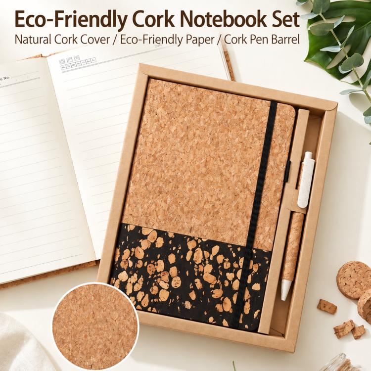 Set di quaderni A5 ecologici con penna, con finitura effetto legno, ideali per appunti e lavoro., Coffee Grounds Patchwork, Tea Leaf Scrap Patchwork, Coffee Grounds Pieced-Together, Black Tea Residue, Sapwood Pattern
