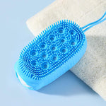 Spazzola per il corpo in silicone a doppia faccia con spugna in polpa di legno incorporata, morbida spazzola per la doccia e il bagno