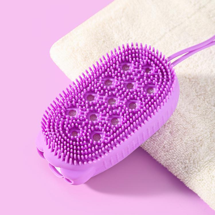 Spazzola per il corpo in silicone a doppia faccia con spugna in polpa di legno incorporata, morbida spazzola per la doccia e il bagno