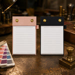 Blocco note portatile formato A6 con copertina in pelle e pagine a strappo, taccuino per ufficio., Black Blank Page, Green Blank Page, Pink Blank Page, Blue Blank Page, Black Horizontal Ruled Page, Green Horizontal Ruled Page, Pink Horizontal Ruled Pag...