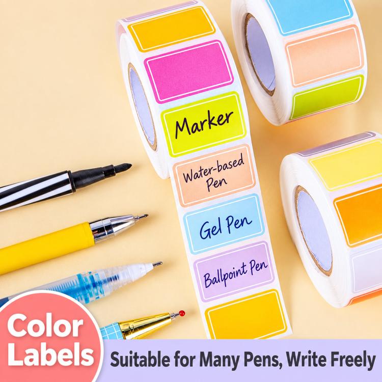 Etichette adesive rettangolari impermeabili e scrivibili con codice di codifica., 500 Labels/Roll Colorful, 500 Labels/Roll Light Color, 400 Labels/Roll Large, 800 Labels/Roll Macaron