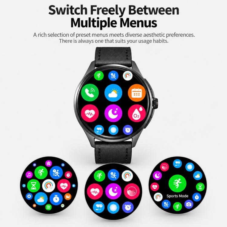 Smartwatch SKMEI S235 con chiamate Bluetooth, schermo touch HD da 1,45 pollici, rilevamento della frequenza cardiaca e dell'ossigeno nel sangue, NFC e funzione NFC., TPU Strap, Leather Strap Black, Leather Strap Brown, Stainless Steel Strap