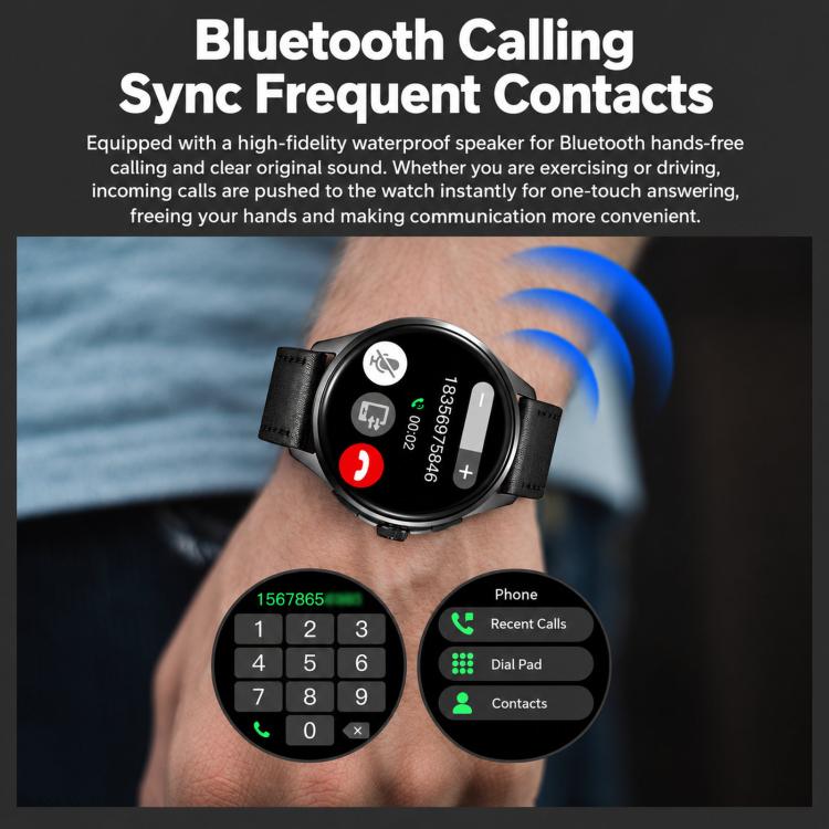 Smartwatch SKMEI S235 con chiamate Bluetooth, schermo touch HD da 1,45 pollici, rilevamento della frequenza cardiaca e dell'ossigeno nel sangue, NFC e funzione NFC., TPU Strap, Leather Strap Black, Leather Strap Brown, Stainless Steel Strap