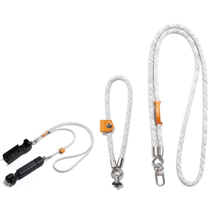 Cordino per fotocamera Cwatcun D232 2 in 1, tracolla regolabile da collo e da polso con moschettone a sgancio rapido da 1/4 di pollice., Small Pink, Small Light Gray, Medium Light Gray